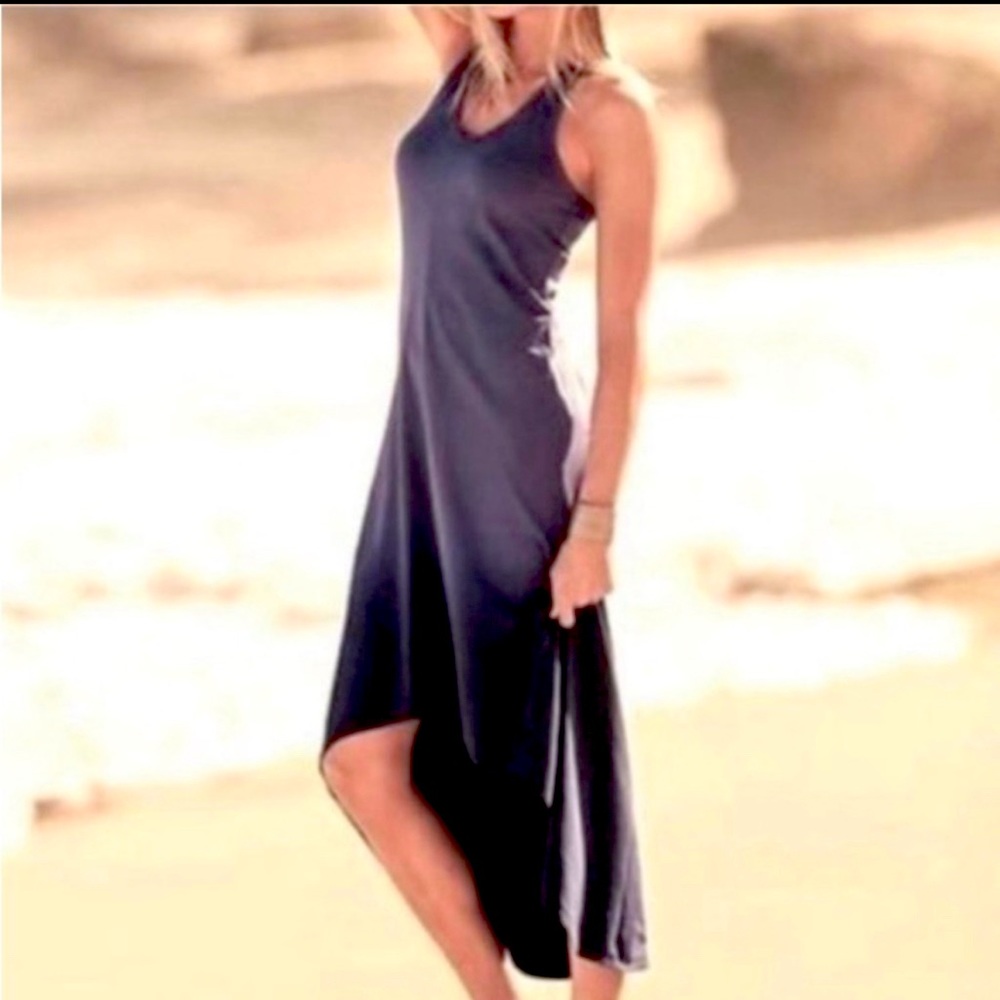 Athleta Dip Dye Middy Flint Gray High Low Racerback Tank Athleisure Dress